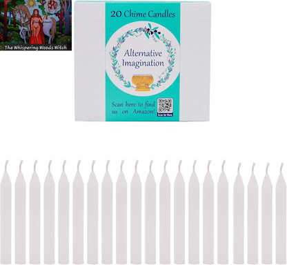 Set of 20 White, Unscented, 4 Inch Tall Chime Candles (Altar, Spell)
