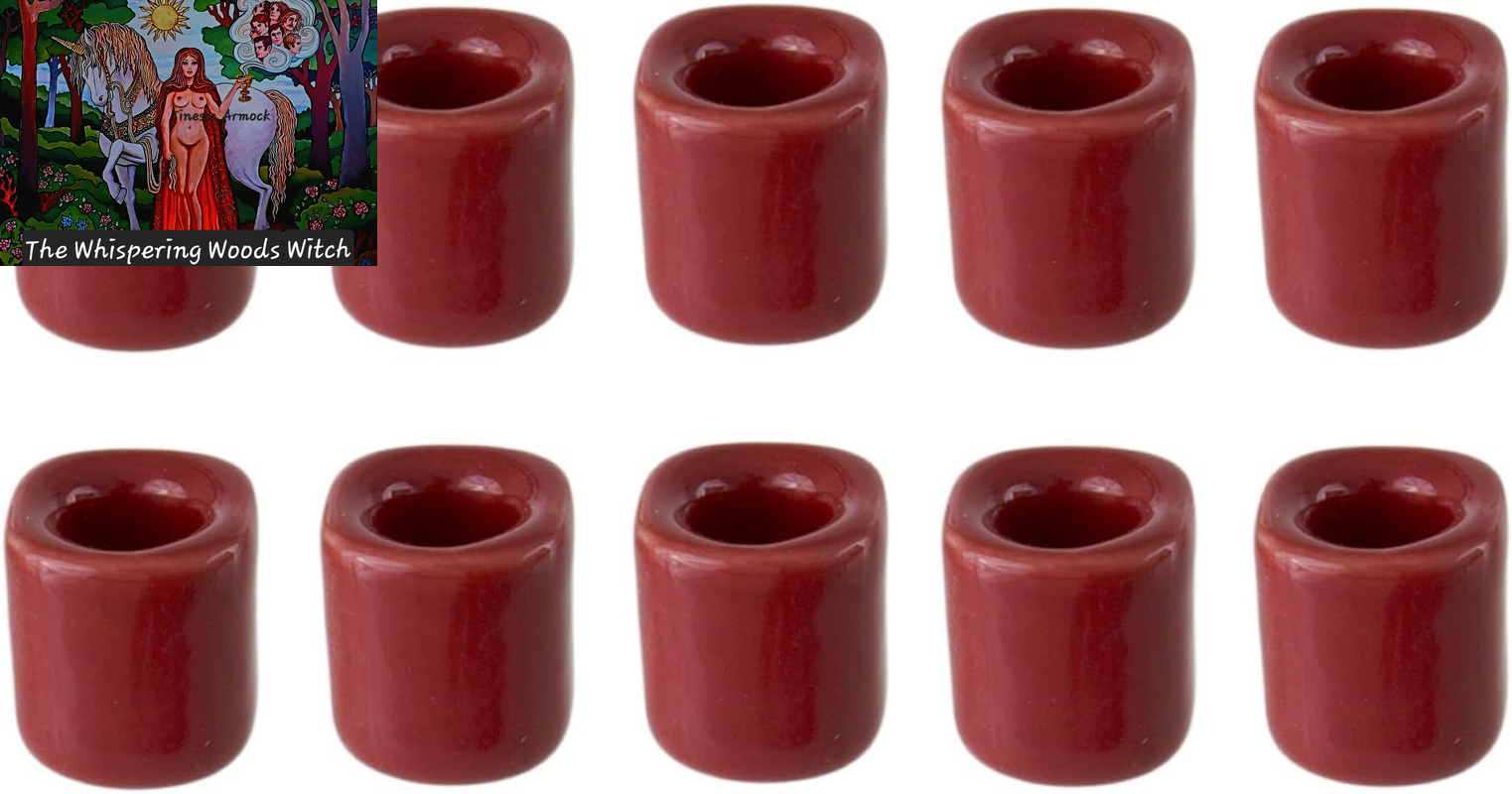 10 Pcs Red Ceramic Chime Ritual Spell Candle Holders, Great for Casting Chimes, Rituals, Spells, Vigil, Witchcraft, Wiccan Supplies & More