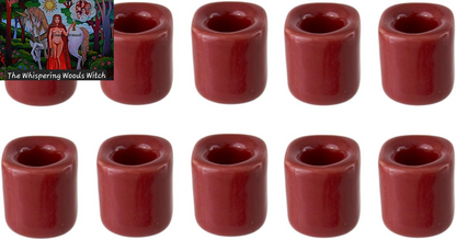 10 Pcs Red Ceramic Chime Ritual Spell Candle Holders, Great for Casting Chimes, Rituals, Spells, Vigil, Witchcraft, Wiccan Supplies & More