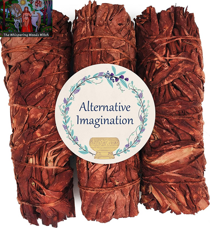 White Sage Bundle with Dragons Blood Incense Resin - Sage Sticks for Spiritual Cleansing, Stress Relief, Witchcraft Supplies, Home Fragrance - 3 Pack