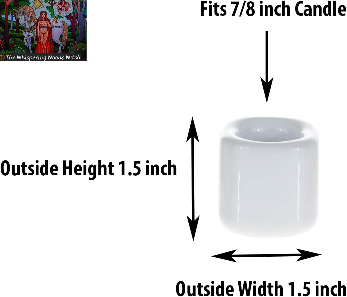 5 Pcs 7/8 Inch Diameter White Ceramic Chime Ritual Spell Candle Holders, Great for Casting Chimes, Rituals, Spells, Vigil, Witchcraft, Wiccan Supplies & More