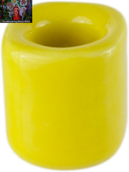 10 Pcs Yellow Ceramic Chime Ritual Spell Candle Holders, Great for Casting Chimes, Rituals, Spells, Vigil, Witchcraft, Wiccan Supplies & More