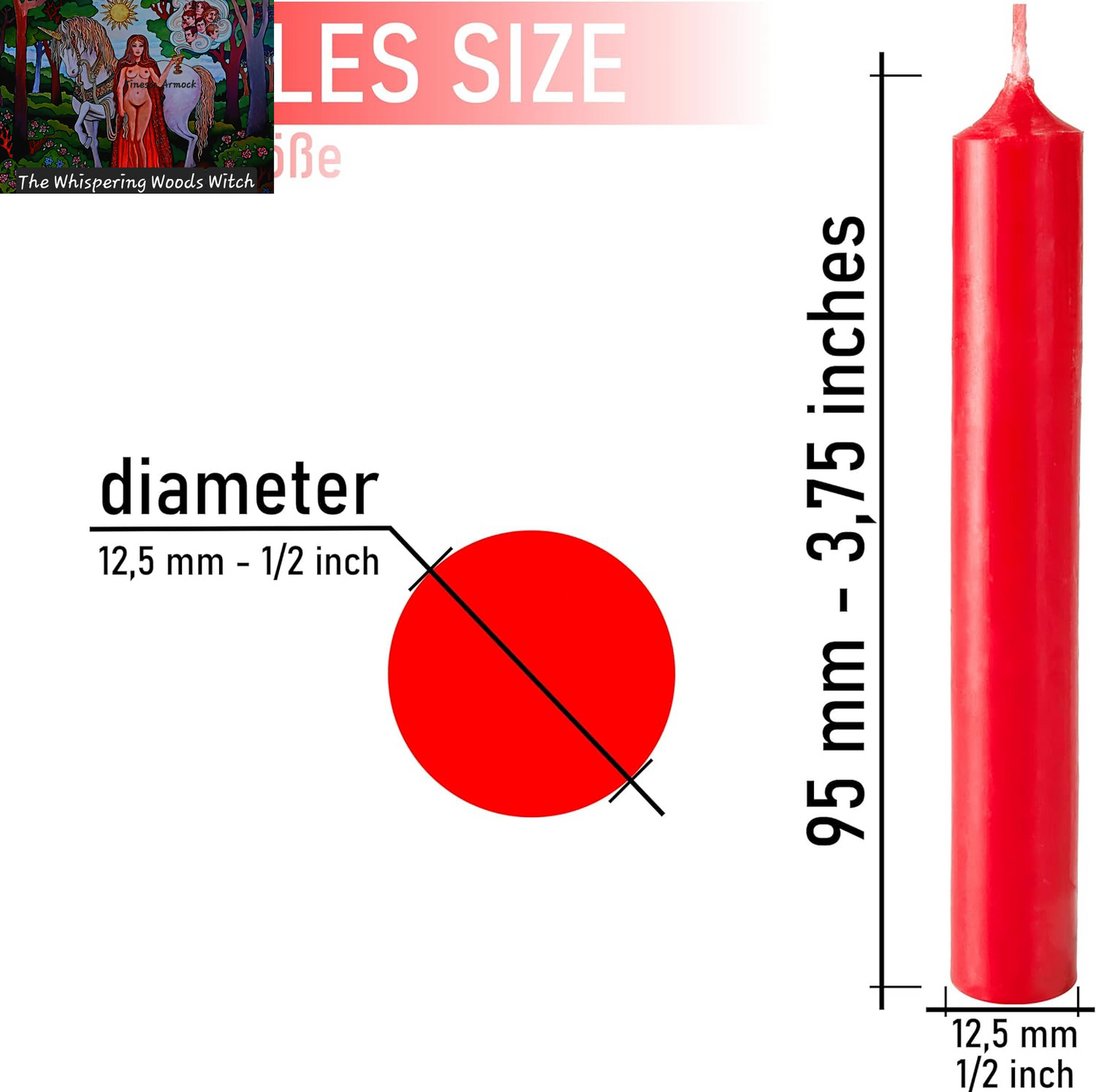 Mini Taper Candles 20 Pcs - Red - 3¾ X ½ Inches Unscented Candles for Rituals, Spells, Witchcraft, Wedding, Home Decor and Party