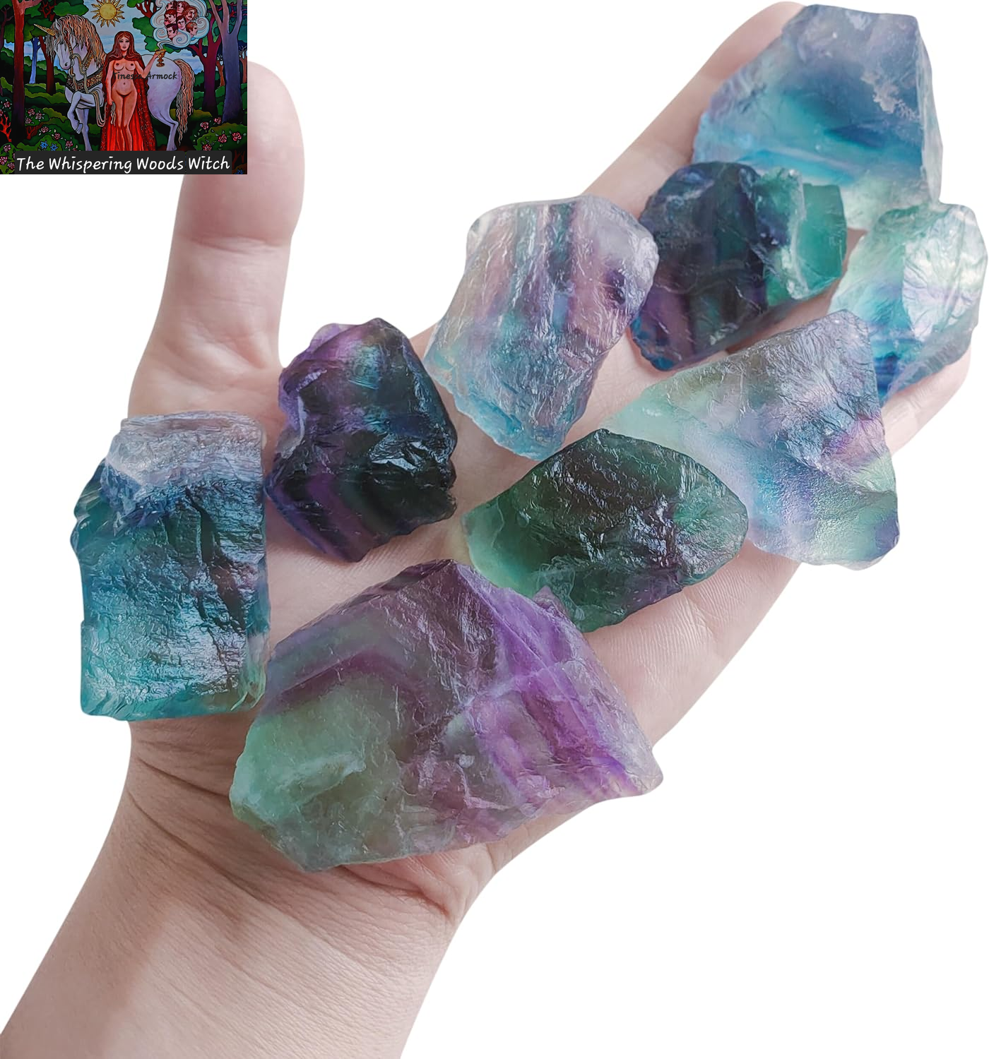 1 Lb Rough Crystals Bulk Raw Rainbow Fluorite Healing Stones for Tumbling, Wire Wrapping, Wicca Reiki,Meditation