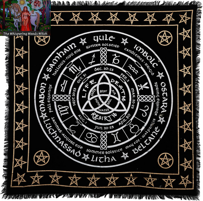 Altar Cloth Pagan Wheel Witchcraft Alter Tarot Spread Top Cloth Wiccan Square Spiritual 36 by 36 Sacred Cloth Pagan Wheel