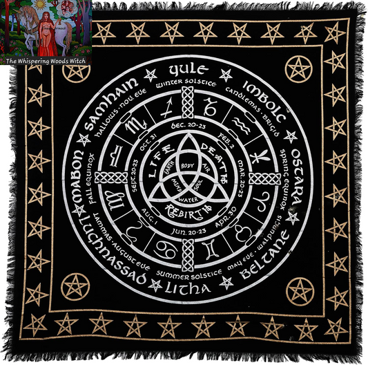 Altar Cloth Pagan Wheel Witchcraft Alter Tarot Spread Top Cloth Wiccan Square Spiritual 36 by 36 Sacred Cloth Pagan Wheel