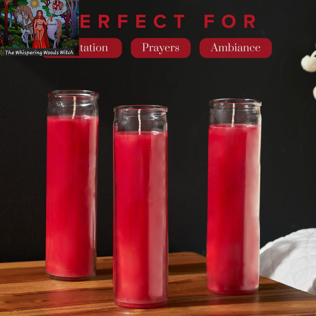 7 Day Red Pillar Candles - Set of 3, 90 Hour Burn Time, Unscented, Religious & Memorial Candles