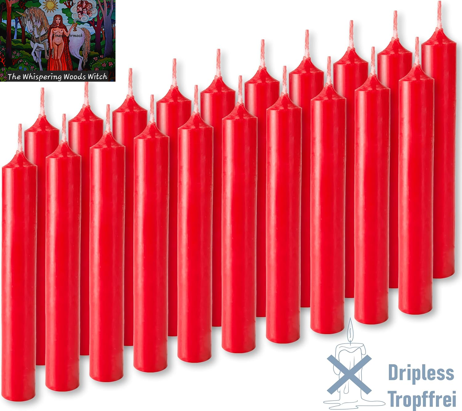 Mini Taper Candles 20 Pcs - Red - 3¾ X ½ Inches Unscented Candles for Rituals, Spells, Witchcraft, Wedding, Home Decor and Party