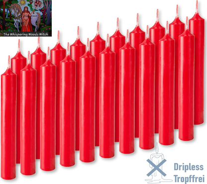 Mini Taper Candles 20 Pcs - Red - 3¾ X ½ Inches Unscented Candles for Rituals, Spells, Witchcraft, Wedding, Home Decor and Party