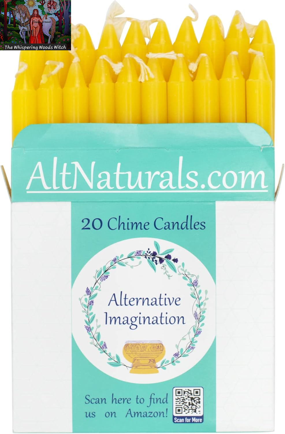 Set of 20 Yellow, Unscented, 4 Inch Tall Chime Candles (Altar, Spell)