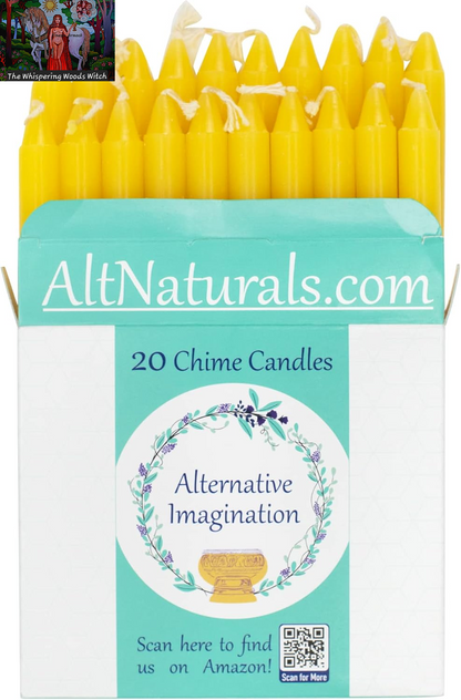 Set of 20 Yellow, Unscented, 4 Inch Tall Chime Candles (Altar, Spell)