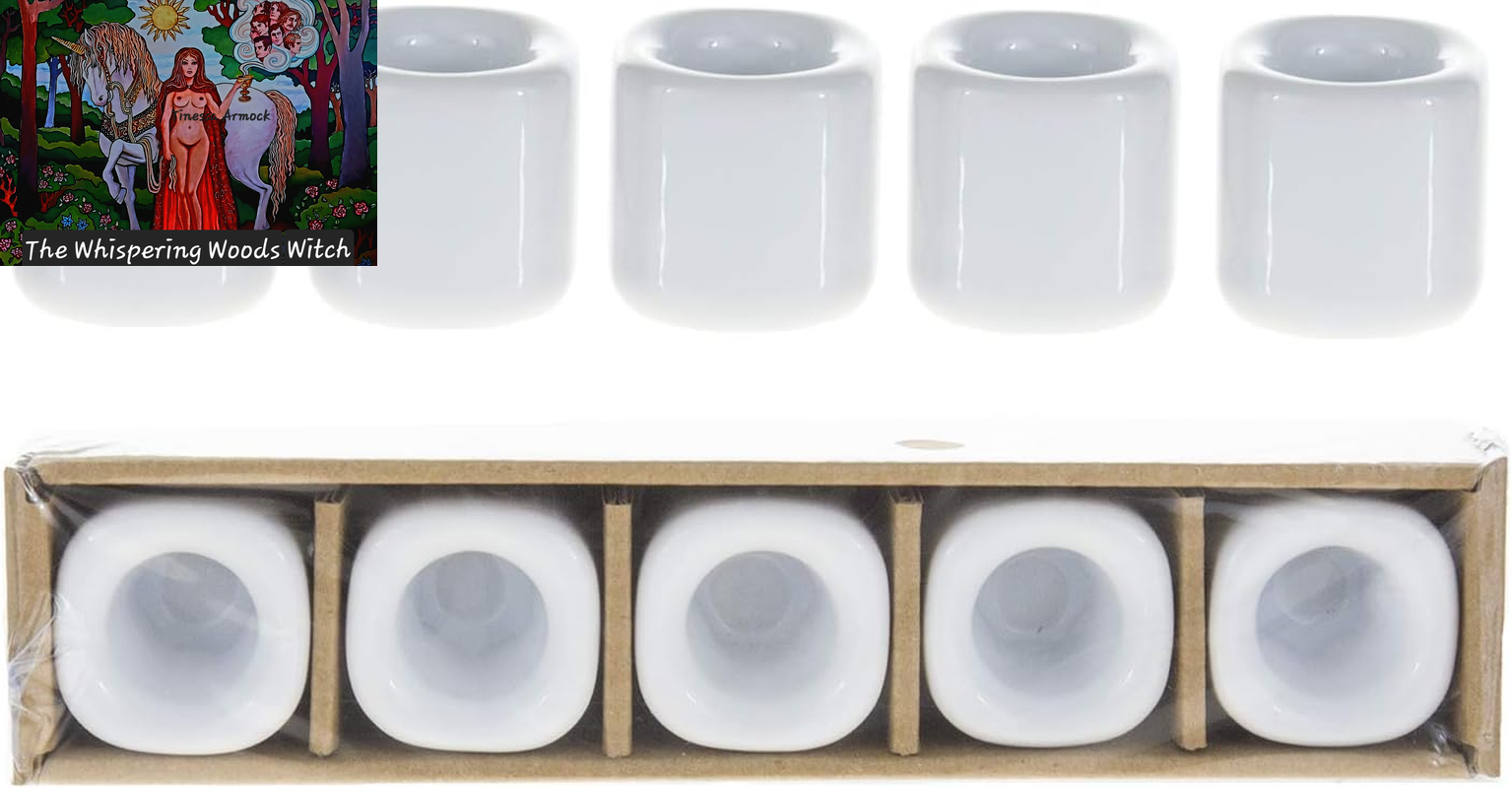 5 Pcs 3/4 Inch Diameter White Ceramic Chime Ritual Spell Candle Holders, Great for Casting Chimes, Rituals, Spells, Vigil, Witchcraft, Wiccan Supplies & More