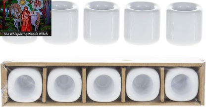 5 Pcs 3/4 Inch Diameter White Ceramic Chime Ritual Spell Candle Holders, Great for Casting Chimes, Rituals, Spells, Vigil, Witchcraft, Wiccan Supplies & More
