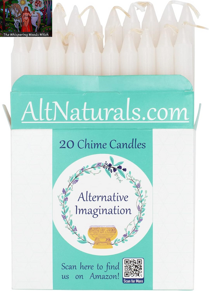 Set of 20 White, Unscented, 4 Inch Tall Chime Candles (Altar, Spell)