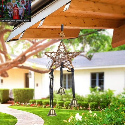 Witch Bells Decor Door Protection Hanger Witchy Things Magic Home Protection Clear Negative Energies Handmade Witch Bells Wreath Witchcraft Wicca Supplies for Home Decoration