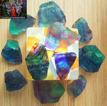 1 Lb Rough Crystals Bulk Raw Rainbow Fluorite Healing Stones for Tumbling, Wire Wrapping, Wicca Reiki,Meditation