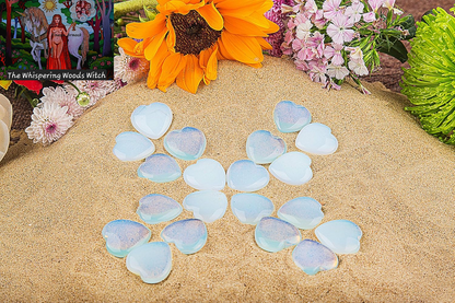 20 Pcs 30Mm Opalite Crystal Tumbled Stone Gemstone Heart Pocket Stone,Healing Plam Crystal,Home Decoration,Chakra Hearling
