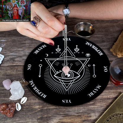 Wooden Pendulum Board Dowsing Divination Pendulum Witchcraft Altar Supplies with Crystal Necklace and Metaphysical Message Board Kit, 3.9 Inch(Black)