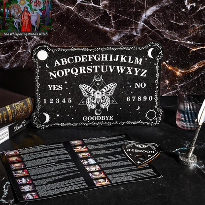 Pendulum Dowsing Divination Board with Amethyst Set Wooden Spirit Talking Board Metaphysical Message Crystal Pendulum Necklace with Planchette for Wiccan Supply(Butterfly Style)