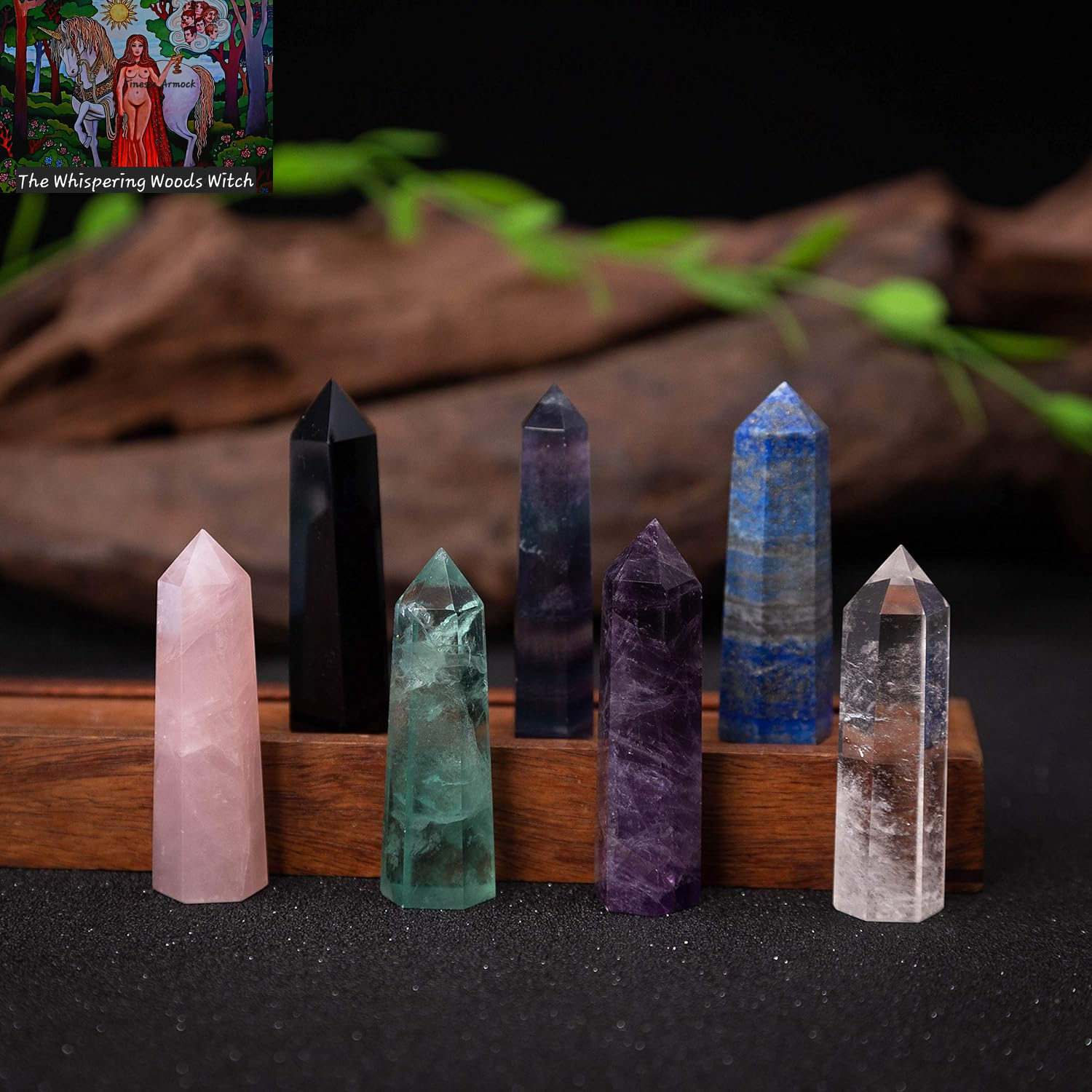 7 PCS Healing Crystal Wands | 2" Amethyst, Rose Quartz,Clear Quartz,Black Obsidian,Green Fluorite, Lapis Lazuli,Rainbow Fluorite| 6 Faceted Reiki Chakra Meditation Therapy