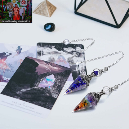 Natural Lapis Lazuli Healing Crystal Dowsing Pendulum Reiki Gemstone Chips Orgone Pendulum 6 Faceted Hexagonal Pointed Resin Spiritual Pendant for Divination, Wicca, Energy Balancing