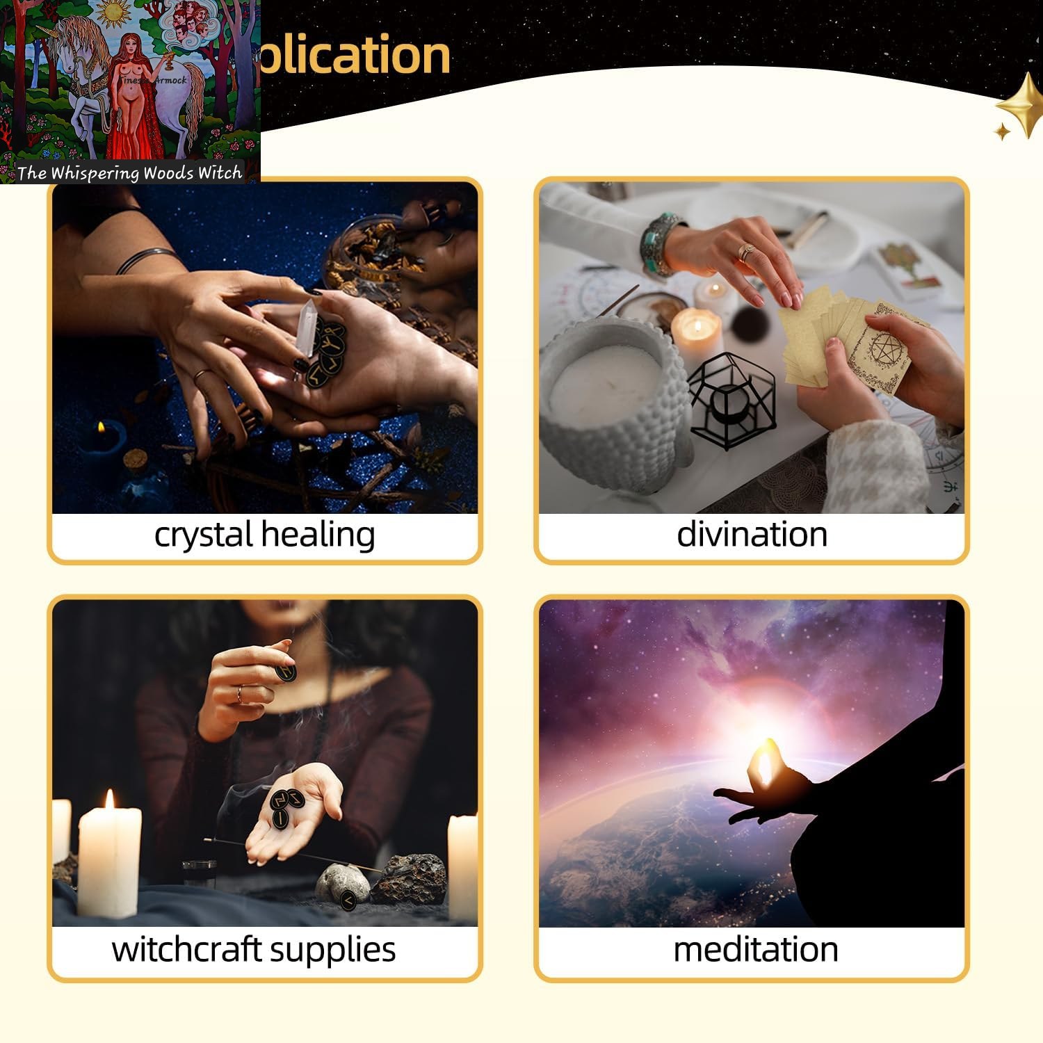 Runes, Wooden Runes Set with Guide Book, Healing Crystals, Ritual Paper, Tarot Bag, Witch Runa for Beginners, Witchcraft/Divination/Meditation/Spiritual