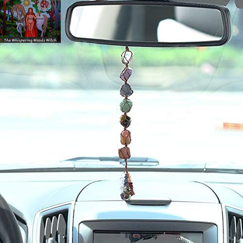 1PCS 7 Chakra Car Ornaments,Gemstones Reiki Healing Crystals Tassel Wall Hanger Spiritual Meditation Hanging Ornament/Window Decoration/Feng Shui for Good Luck,Yoga Meditation
