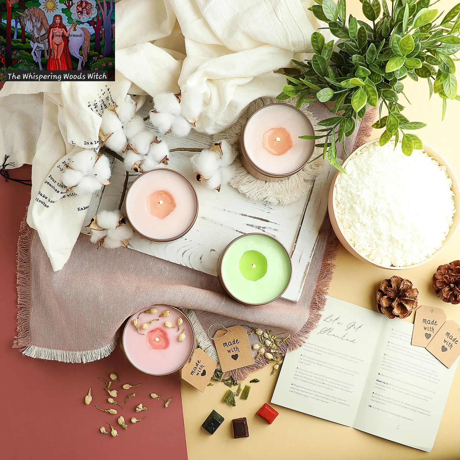 Natural Soy Candle Wax for Candle Making with DIY Candle Making Supplies, 2 Lbs Soy Wax Flakes with Accessories