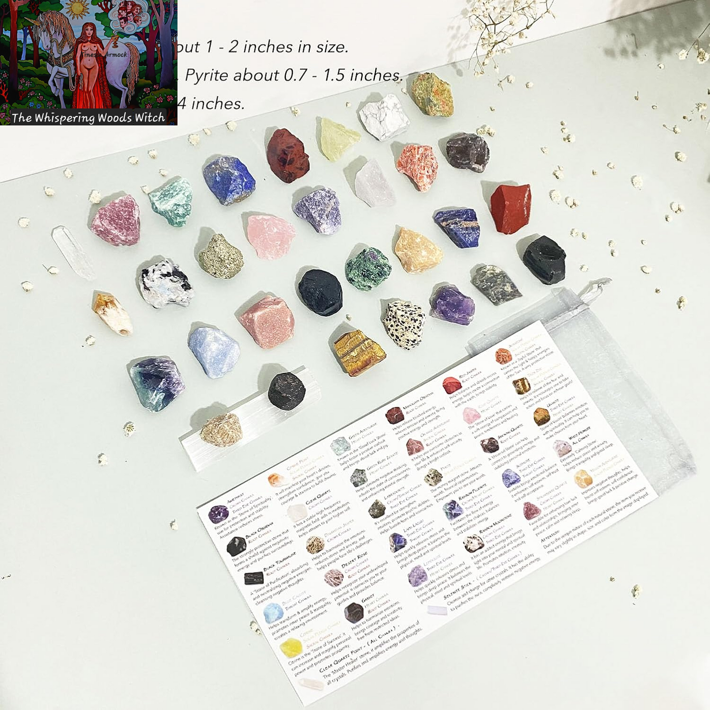 Natural Crystals and Healing Stones with Guide, Real Raw Crystals Set for Crystal Healing, Chakra, Meditation, Home Decor, Bulk Rough Stone Collection