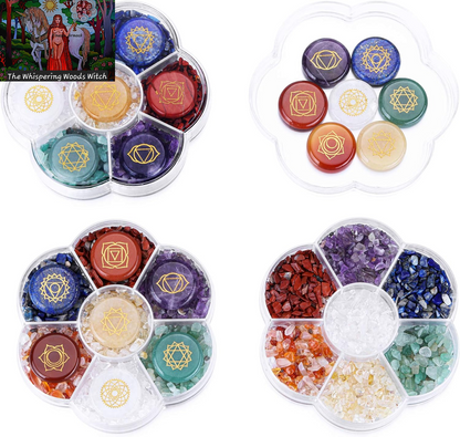 7 Chakra Crystal Stones Natural Reiki Healing Crystals Gemstones with Engraved Chakra Symbol Tumbled Polished Chakra Stone Kit for Meditation Crystal Therapy Gift for Christmas
