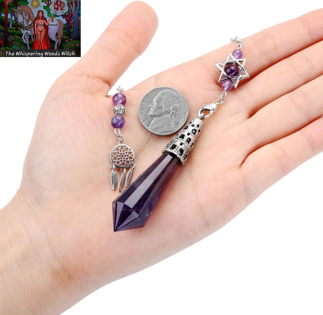 Natural Amethyst Crystal Dowsing Pendulum 12 Facet Reiki Healing Crystal Gemstone Point Pendulums for Divination Wicca Meditation Crystal Therapy