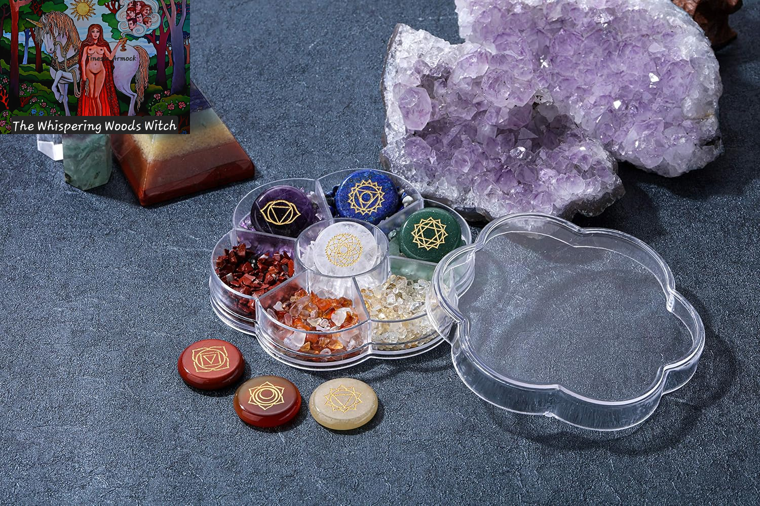 7 Chakra Crystal Stones Natural Reiki Healing Crystals Gemstones with Engraved Chakra Symbol Tumbled Polished Chakra Stone Kit for Meditation Crystal Therapy Gift for Christmas