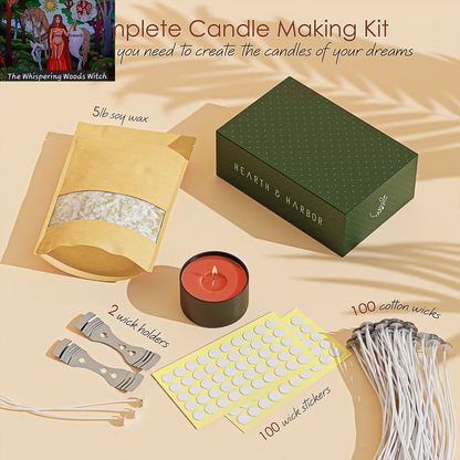 Natural Soy Candle Wax for Candle Making with DIY Candle Making Supplies, 100 Cotton Wicks, 2 Metal Centering Devices and 100 Glue Dots, 5 Lbs Soy Wax Flakes