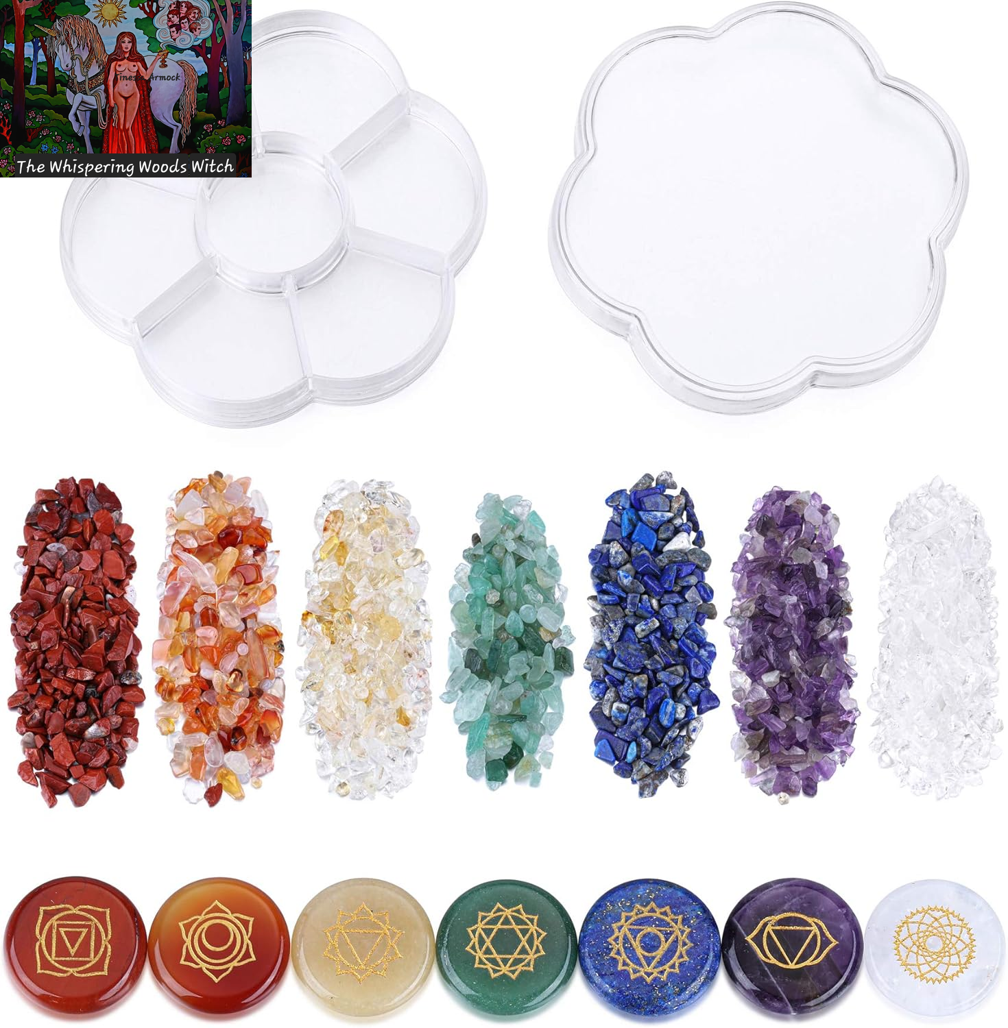 7 Chakra Crystal Stones Natural Reiki Healing Crystals Gemstones with Engraved Chakra Symbol Tumbled Polished Chakra Stone Kit for Meditation Crystal Therapy Gift for Christmas