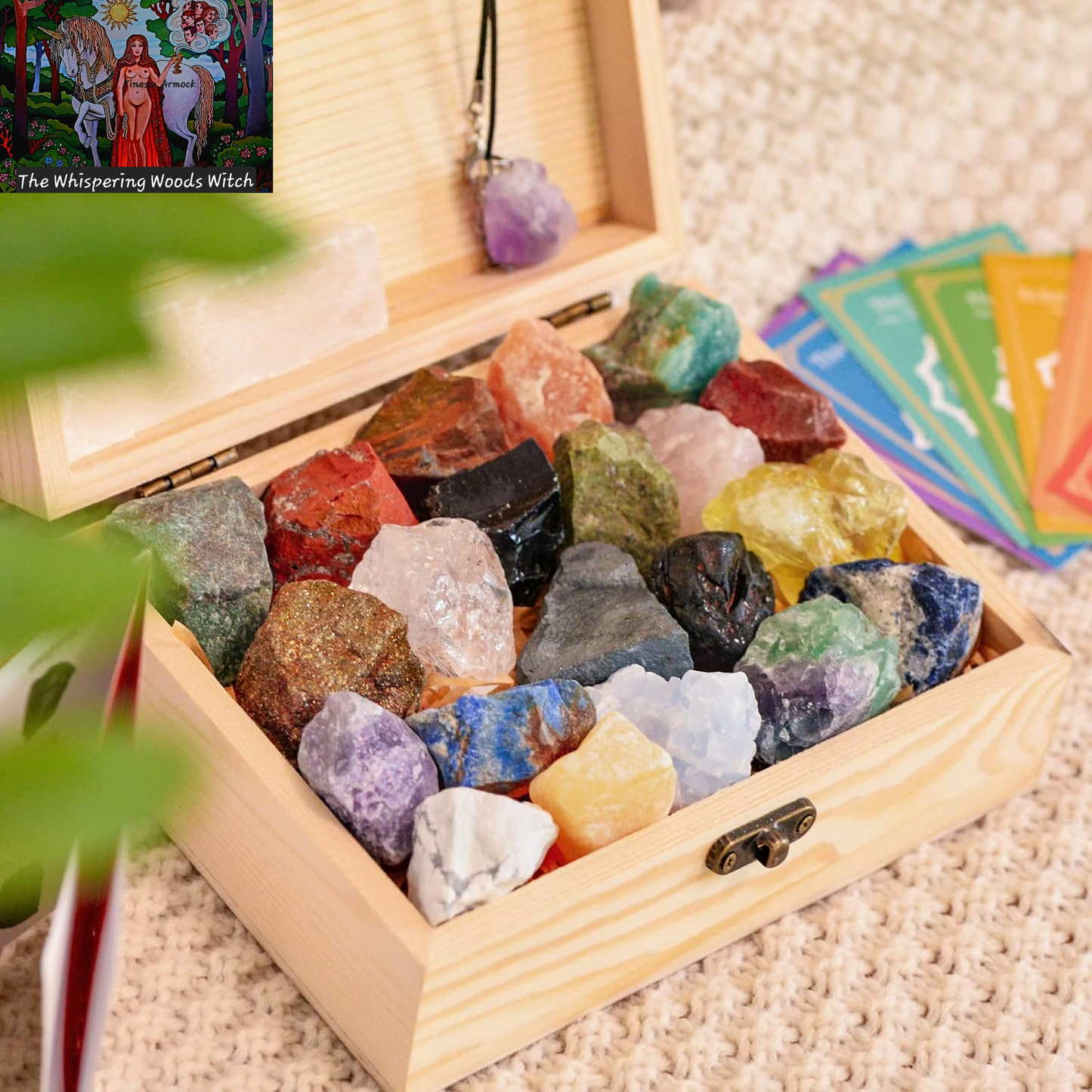 31Pcs Real Crystals and Healing Stones with Crystal Necklace, Crystals for Beginners with Guide, 21 Real Healing Chakra Stones, Rose Quartz