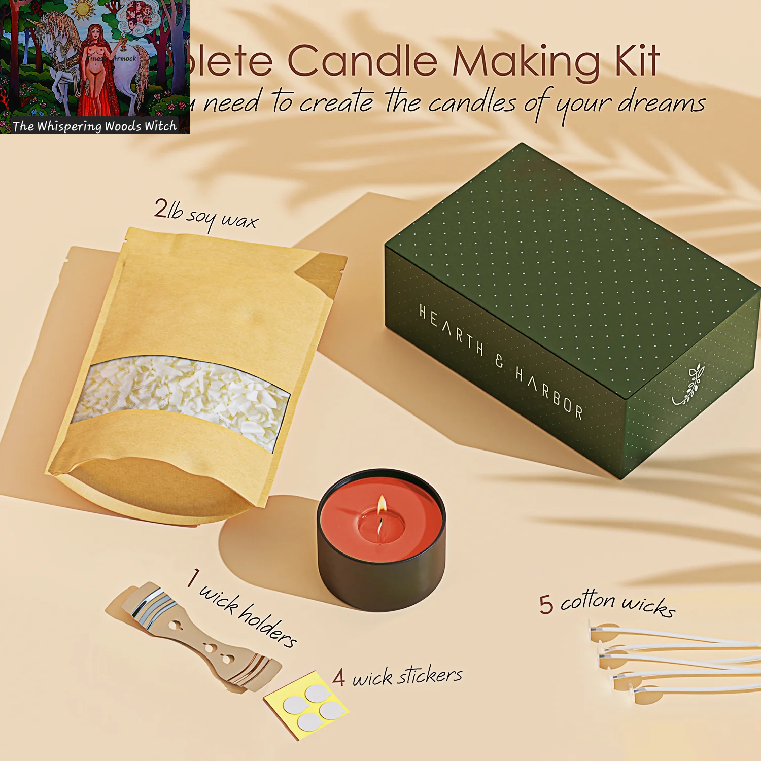 Natural Soy Candle Wax for Candle Making with DIY Candle Making Supplies, 2 Lbs Soy Wax Flakes with Accessories