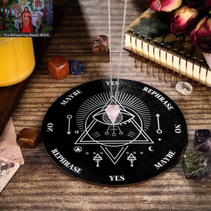 Wooden Pendulum Board Dowsing Divination Pendulum Witchcraft Altar Supplies with Crystal Necklace and Metaphysical Message Board Kit, 3.9 Inch(Black)