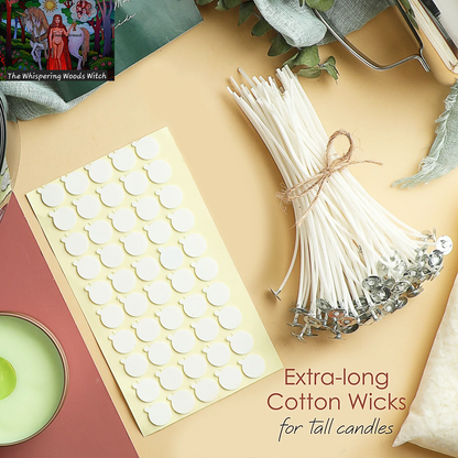 Natural Soy Candle Wax for Candle Making with DIY Candle Making Supplies, 100 Cotton Wicks, 2 Metal Centering Devices and 100 Glue Dots, 5 Lbs Soy Wax Flakes