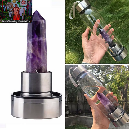 2021 New 500ML Natural Gemstone Glass Water Bottle for Direct Drinking Crystal Rod Cup Glass Bottle with Rope Glass Bottle