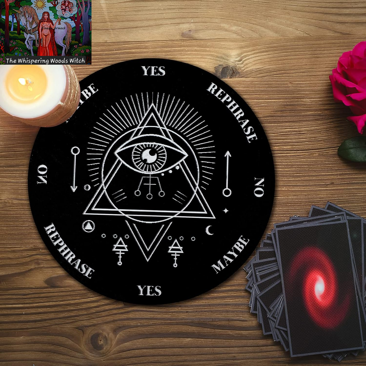 Wooden Pendulum Board Dowsing Divination Pendulum Witchcraft Altar Supplies with Crystal Necklace and Metaphysical Message Board Kit, 3.9 Inch(Black)