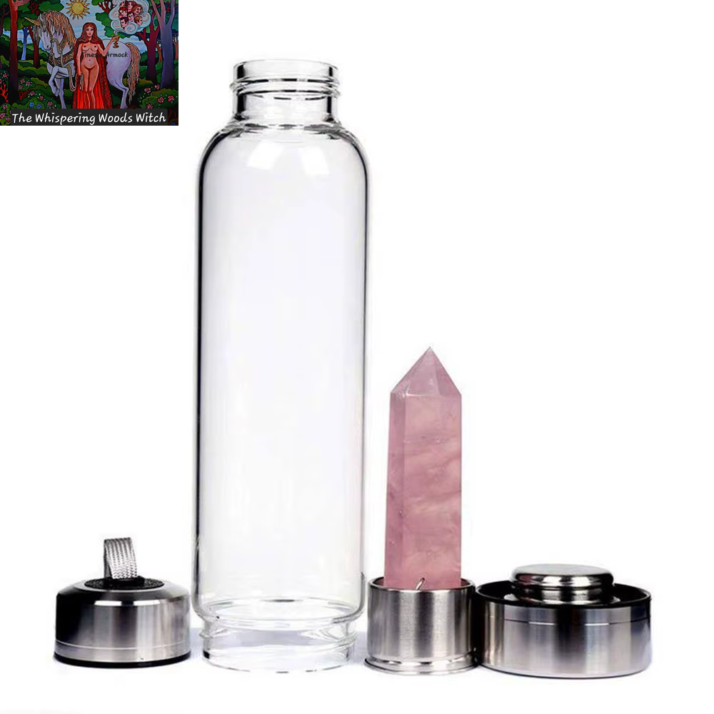 2021 New 500ML Natural Gemstone Glass Water Bottle for Direct Drinking Crystal Rod Cup Glass Bottle with Rope Glass Bottle